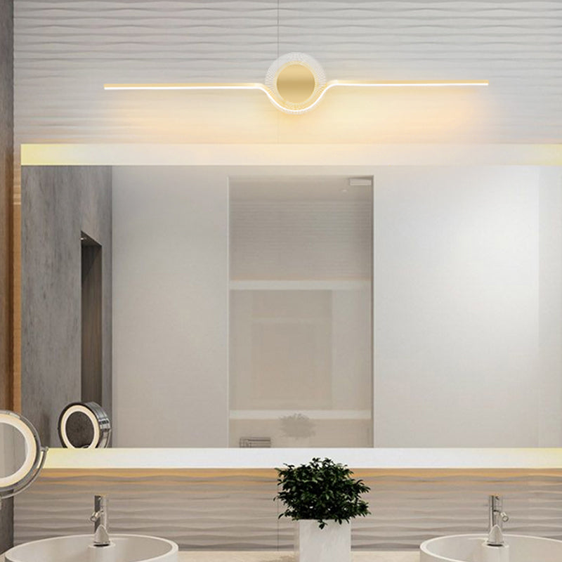 Linear and Round LED Vanity Light Simple Style Acrylic Wall Lamp Fixture for Bathroom Gold Clearhalo 'Modern wall lights' 'Modern' 'Vanity Lights' 'Wall Lights' Lighting' 2353554