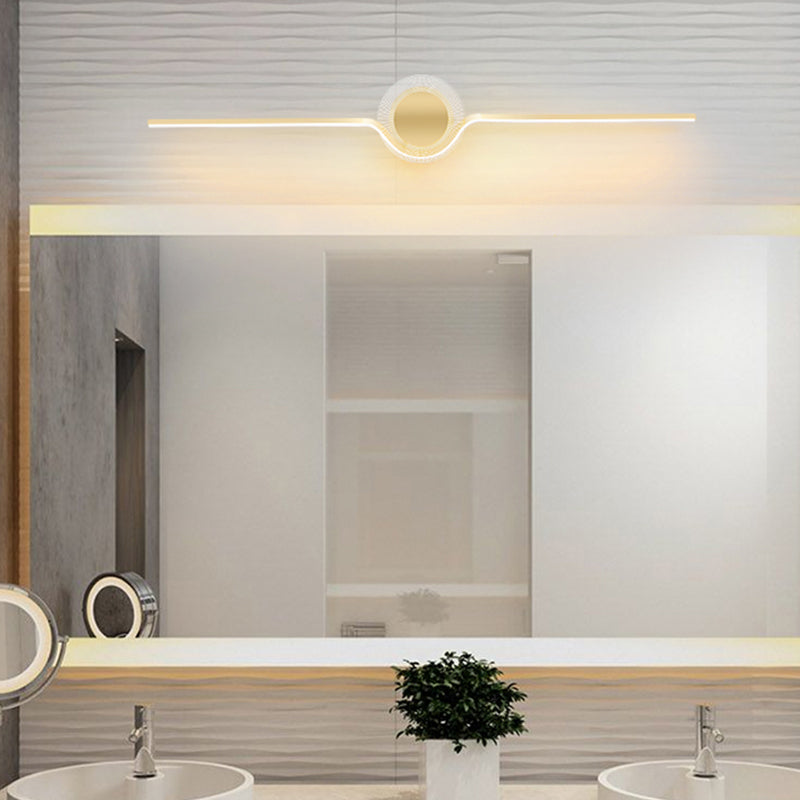 Linear and Round LED Vanity Light Simple Style Acrylic Wall Lamp Fixture for Bathroom Gold Clearhalo 'Modern wall lights' 'Modern' 'Vanity Lights' 'Wall Lights' Lighting' 2353554