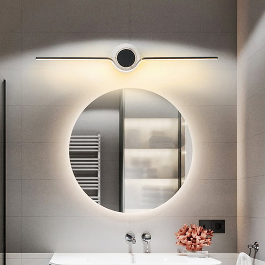 Linear and Round LED Vanity Light Simple Style Acrylic Wall Lamp Fixture for Bathroom Black Clearhalo 'Modern wall lights' 'Modern' 'Vanity Lights' 'Wall Lights' Lighting' 2353555