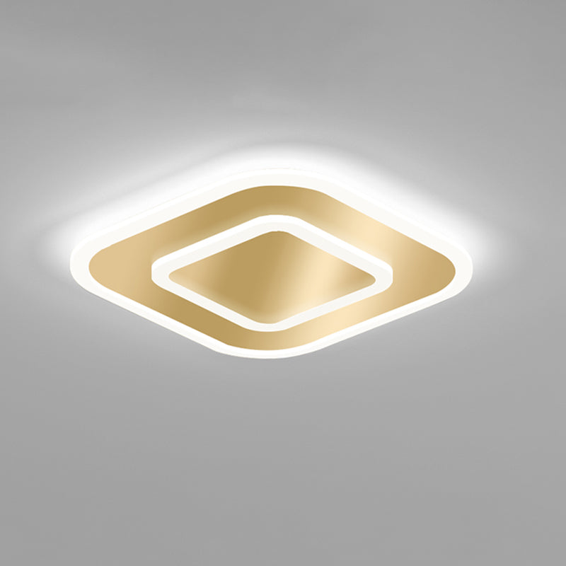 Golden Geometric Flush Ceiling Light Modern Acrylic LED Flushmount Light for Stairs Gold White Square Plate Clearhalo 'Ceiling Lights' 'Close To Ceiling Lights' 'Close to ceiling' 'Flush mount' Lighting' 2353558