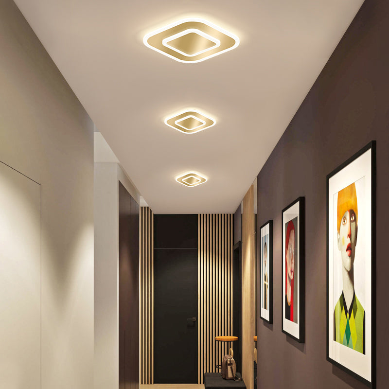 Golden Geometric Flush Ceiling Light Modern Acrylic LED Flushmount Light for Stairs Gold Square Plate Clearhalo 'Ceiling Lights' 'Close To Ceiling Lights' 'Close to ceiling' 'Flush mount' Lighting' 2353559