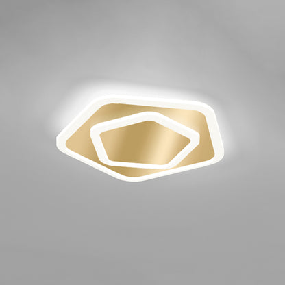 Golden Geometric Flush Ceiling Light Modern Acrylic LED Flushmount Light for Stairs Gold White Pentagon Clearhalo 'Ceiling Lights' 'Close To Ceiling Lights' 'Close to ceiling' 'Flush mount' Lighting' 2353560