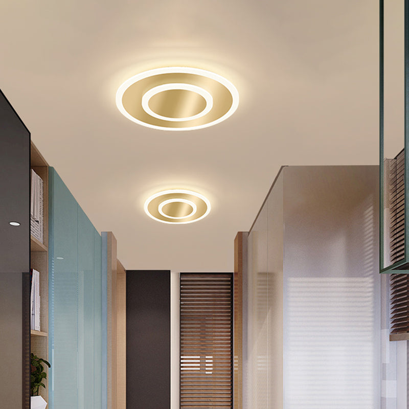 Golden Geometric Flush Ceiling Light Modern Acrylic LED Flushmount Light for Stairs Gold Warm Round Clearhalo 'Ceiling Lights' 'Close To Ceiling Lights' 'Close to ceiling' 'Flush mount' Lighting' 2353564