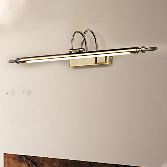Slim Metal Wall Light Sconce Contemporary Led 22"/26"/30" Wide Brass/Nickle Wall Mounted Light Fixture with Curved Arm in White/Warm Light Brass Clearhalo 'Cast Iron' 'Glass' 'Industrial' 'Modern wall lights' 'Modern' 'Tiffany' 'Traditional wall lights' 'Vanity Lights' 'Wall Lights' Lighting' 235358