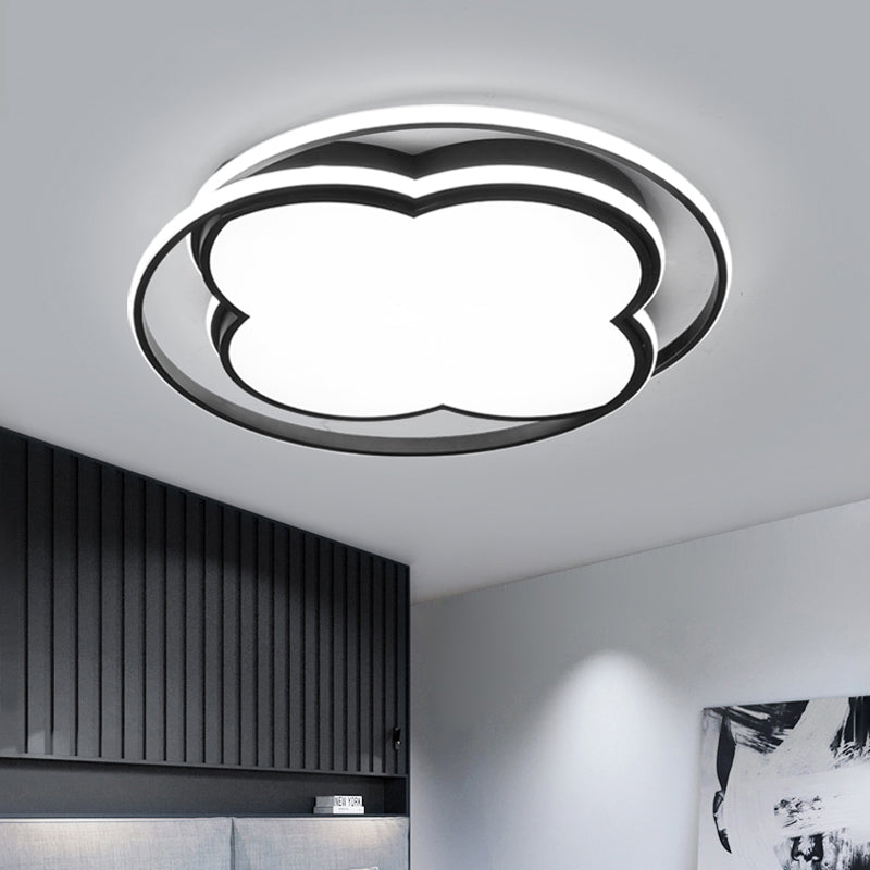 Floral LED Flushmount Ceiling Lamp Minimalism Metal Bedroom Flush Mount Light in Black