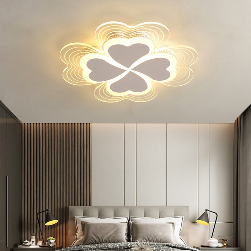 Acrylic Clover Ceiling Flush Mount Light Minimalistic LED Flush Mount Fixture for Bedroom White Remote Control Stepless Dimming Clearhalo 'Ceiling Lights' 'Close To Ceiling Lights' 'Close to ceiling' 'Flush mount' Lighting' 2353596