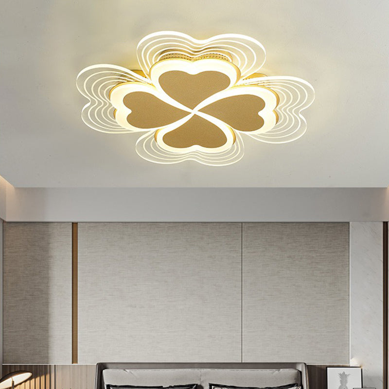 Acrylic Clover Ceiling Flush Mount Light Minimalistic LED Flush Mount Fixture for Bedroom Gold Third Gear Clearhalo 'Ceiling Lights' 'Close To Ceiling Lights' 'Close to ceiling' 'Flush mount' Lighting' 2353597