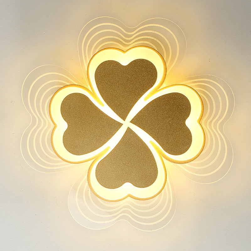 Acrylic Clover Ceiling Flush Mount Light Minimalistic LED Flush Mount Fixture for Bedroom Gold Remote Control Stepless Dimming Clearhalo 'Ceiling Lights' 'Close To Ceiling Lights' 'Close to ceiling' 'Flush mount' Lighting' 2353599