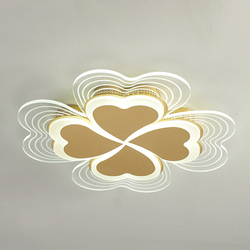 Acrylic Clover Ceiling Flush Mount Light Minimalistic LED Flush Mount Fixture for Bedroom Gold White Clearhalo 'Ceiling Lights' 'Close To Ceiling Lights' 'Close to ceiling' 'Flush mount' Lighting' 2353601