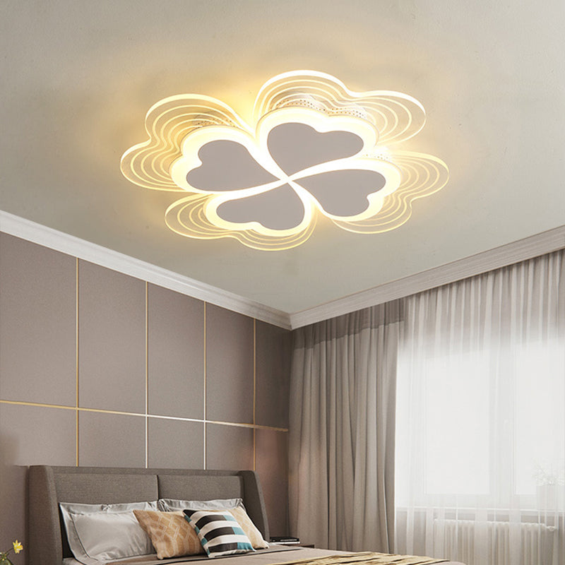 Acrylic Clover Ceiling Flush Mount Light Minimalistic LED Flush Mount Fixture for Bedroom White Third Gear Clearhalo 'Ceiling Lights' 'Close To Ceiling Lights' 'Close to ceiling' 'Flush mount' Lighting' 2353602