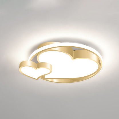 Double Heart Shaped Flush Light Modernist Metal Gold Finish Ceiling Lighting for Bedroom Gold White Clearhalo 'Ceiling Lights' 'Close To Ceiling Lights' 'Close to ceiling' 'Flush mount' Lighting' 2353629