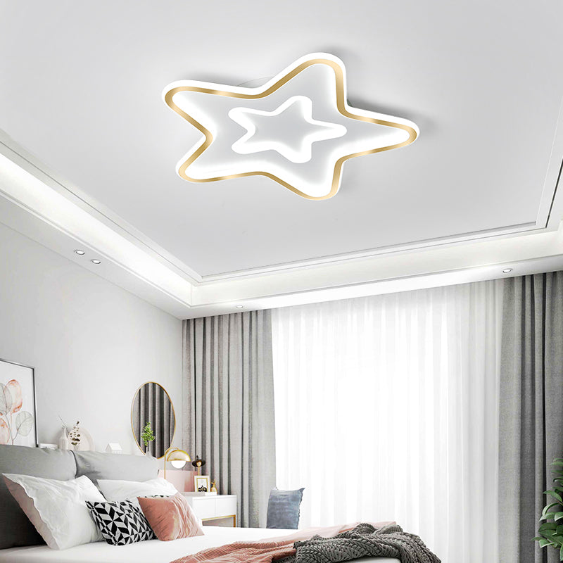 Acrylic Star LED Flush Mount Lamp Simplicity Gold Finish Ceiling Light for Child Room Gold White Clearhalo 'Ceiling Lights' 'Close To Ceiling Lights' 'Close to ceiling' 'Flush mount' Lighting' 2353642