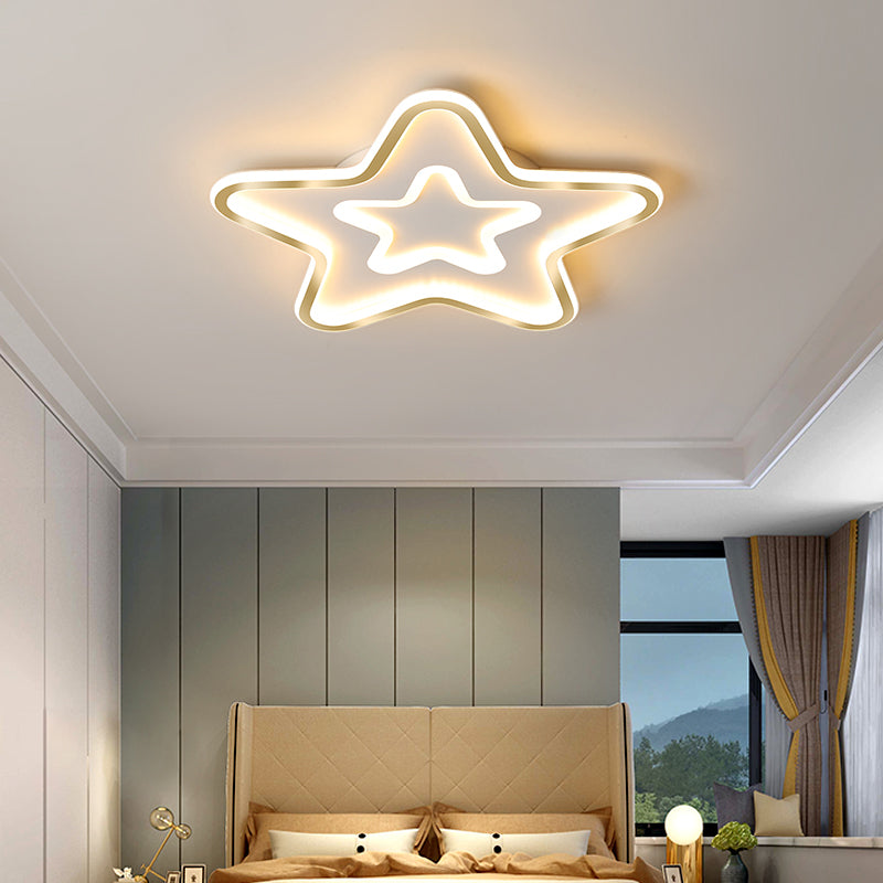 Acrylic Star LED Flush Mount Lamp Simplicity Gold Finish Ceiling Light for Child Room Gold Warm Clearhalo 'Ceiling Lights' 'Close To Ceiling Lights' 'Close to ceiling' 'Flush mount' Lighting' 2353643