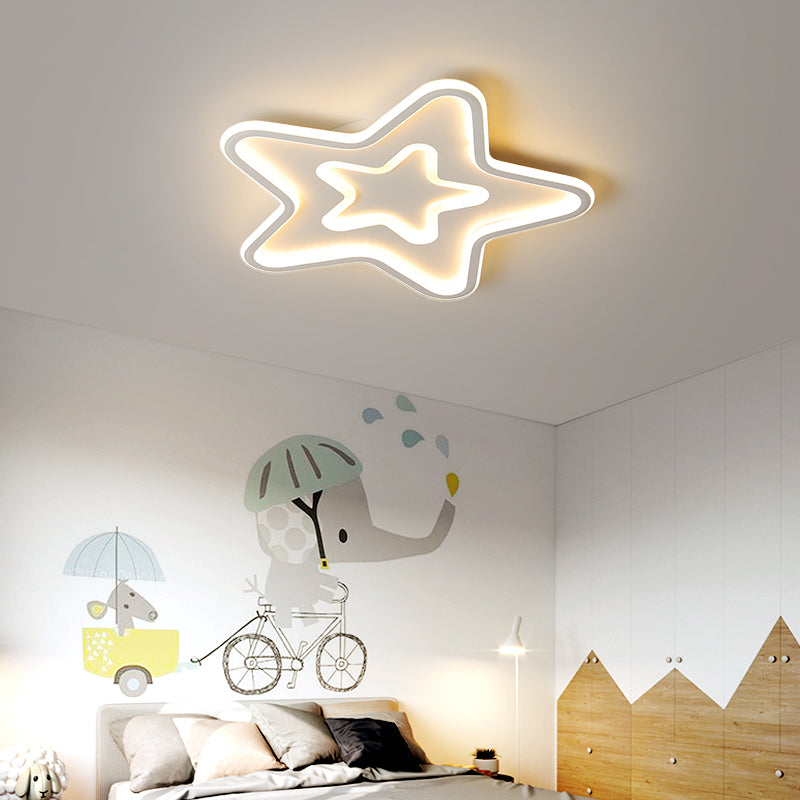 Acrylic Star LED Flush Mount Lamp Simplicity Gold Finish Ceiling Light for Child Room Gold Remote Control Stepless Dimming Clearhalo 'Ceiling Lights' 'Close To Ceiling Lights' 'Close to ceiling' 'Flush mount' Lighting' 2353645