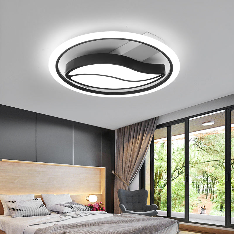 Acrylic Loop Semi Mount Lighting Minimalistic LED Flush Ceiling Light for Bedroom Black White Clearhalo 'Ceiling Lights' 'Close To Ceiling Lights' 'Close to ceiling' 'Semi-flushmount' Lighting' 2353655