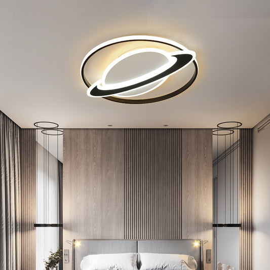 Planet Kids Bedroom Flushmount Lighting Acrylic Minimalist LED Ceiling Light in Black Black Third Gear Clearhalo 'Ceiling Lights' 'Close To Ceiling Lights' 'Close to ceiling' 'Flush mount' Lighting' 2353679