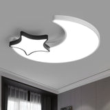 Nordic LED Ceiling Light Fixture Black-White Crescent and Star Flushmount with Acrylic Shade Clearhalo 'Ceiling Lights' 'Close To Ceiling Lights' 'Close to ceiling' 'Flush mount' Lighting' 2353705