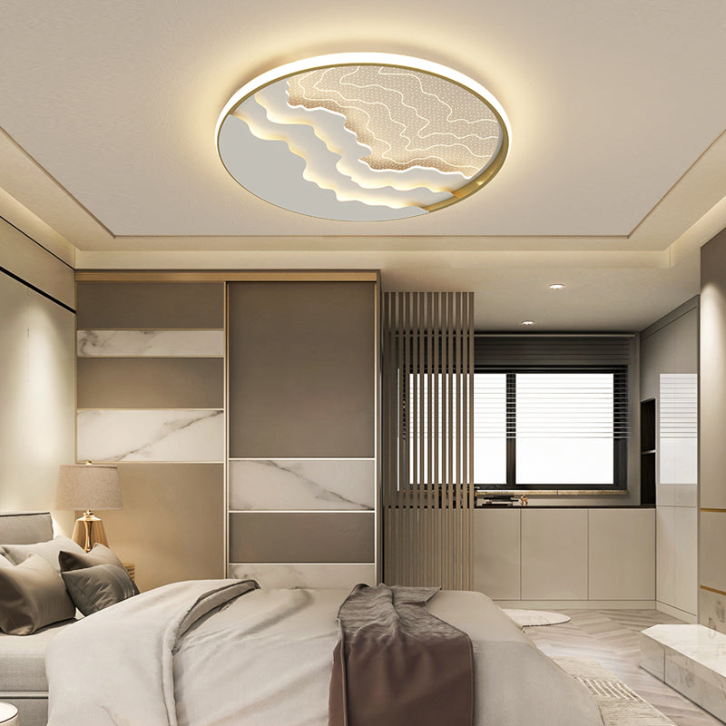 Wavy Acrylic Flush Mounted Lamp Simplicity LED Round Flush Mount Ceiling Light for Bedroom Clearhalo 'Ceiling Lights' 'Close To Ceiling Lights' 'Close to ceiling' 'Flush mount' Lighting' 2353719