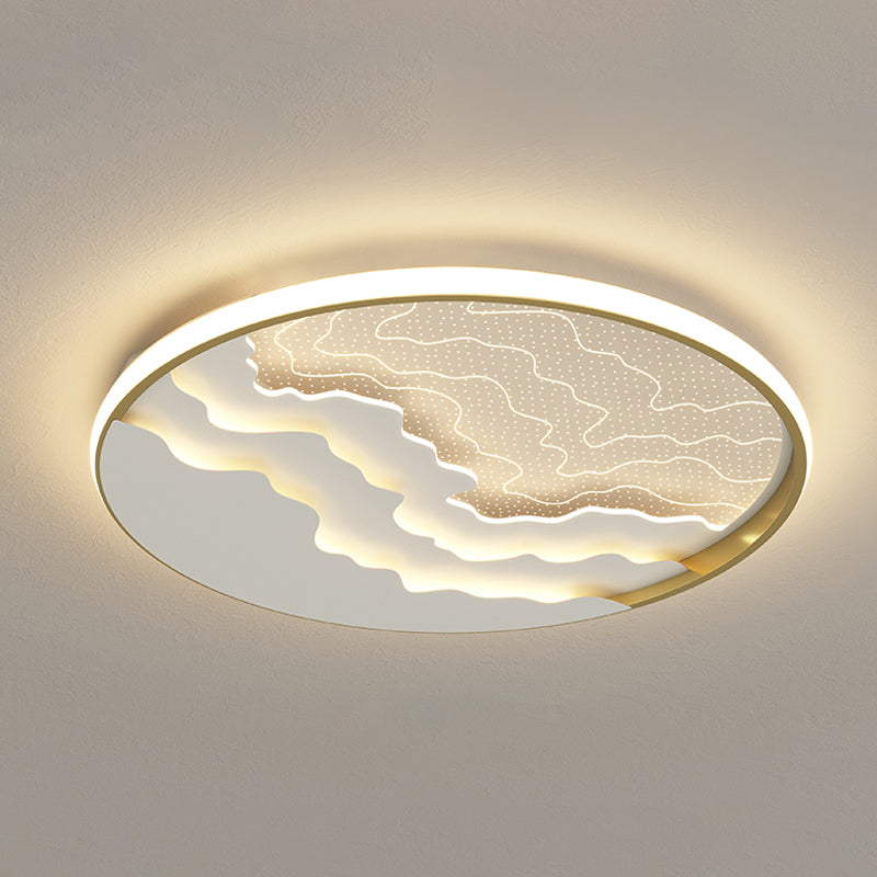 Wavy Acrylic Flush Mounted Lamp Simplicity LED Round Flush Mount Ceiling Light for Bedroom Gold Remote Control Stepless Dimming Clearhalo 'Ceiling Lights' 'Close To Ceiling Lights' 'Close to ceiling' 'Flush mount' Lighting' 2353720