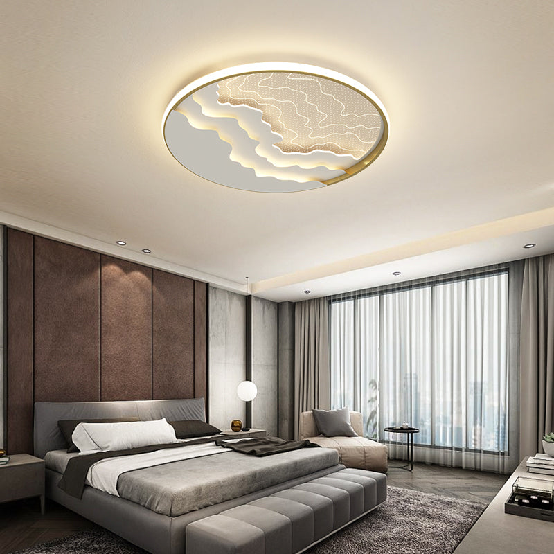 Wavy Acrylic Flush Mounted Lamp Simplicity LED Round Flush Mount Ceiling Light for Bedroom Gold Clearhalo 'Ceiling Lights' 'Close To Ceiling Lights' 'Close to ceiling' 'Flush mount' Lighting' 2353722