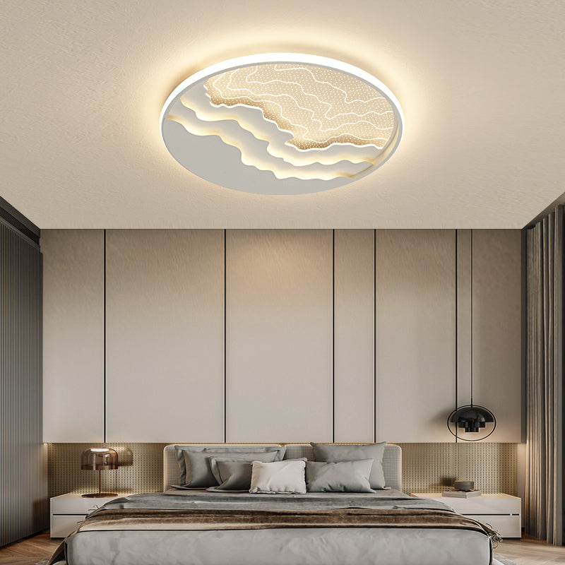 Wavy Acrylic Flush Mounted Lamp Simplicity LED Round Flush Mount Ceiling Light for Bedroom White Remote Control Stepless Dimming Clearhalo 'Ceiling Lights' 'Close To Ceiling Lights' 'Close to ceiling' 'Flush mount' Lighting' 2353724