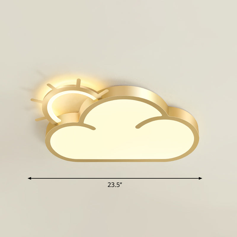 Cartoon Sunrise LED Flushmount Ceiling Lamp Acrylic Kids Bedroom Flush Light Fixture Gold Warm Sun Clearhalo 'Ceiling Lights' 'Close To Ceiling Lights' 'Close to ceiling' 'Flush mount' Lighting' 2353748