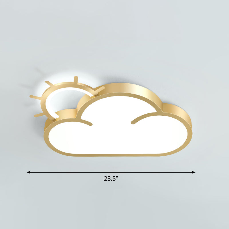 Cartoon Sunrise LED Flushmount Ceiling Lamp Acrylic Kids Bedroom Flush Light Fixture Gold White Sun Clearhalo 'Ceiling Lights' 'Close To Ceiling Lights' 'Close to ceiling' 'Flush mount' Lighting' 2353751
