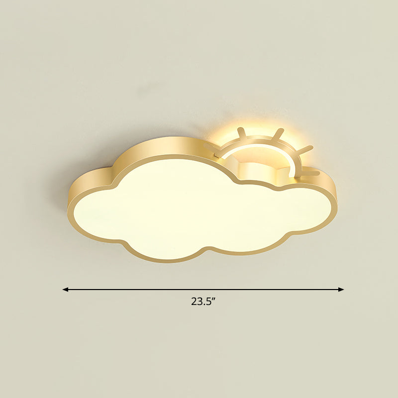 Cartoon Sunrise LED Flushmount Ceiling Lamp Acrylic Kids Bedroom Flush Light Fixture Gold Warm Cloud Clearhalo 'Ceiling Lights' 'Close To Ceiling Lights' 'Close to ceiling' 'Flush mount' Lighting' 2353756