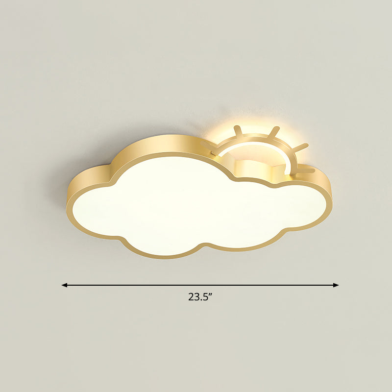 Cartoon Sunrise LED Flushmount Ceiling Lamp Acrylic Kids Bedroom Flush Light Fixture Gold Remote Control Stepless Dimming Cloud Clearhalo 'Ceiling Lights' 'Close To Ceiling Lights' 'Close to ceiling' 'Flush mount' Lighting' 2353757