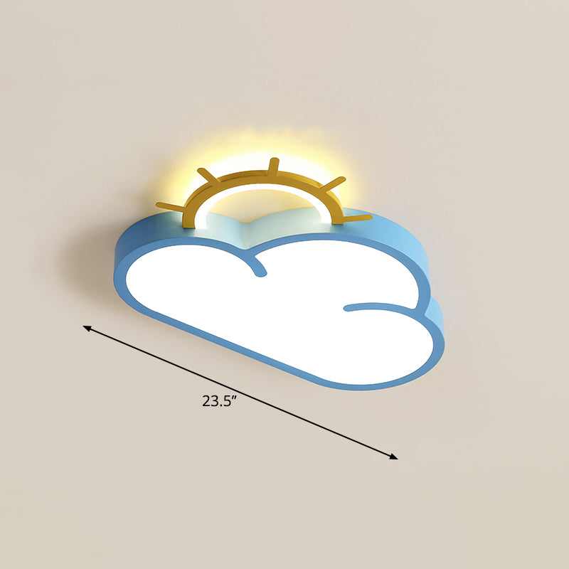 Cartoon Sunrise LED Flushmount Ceiling Lamp Acrylic Kids Bedroom Flush Light Fixture Blue Warm Sun Clearhalo 'Ceiling Lights' 'Close To Ceiling Lights' 'Close to ceiling' 'Flush mount' Lighting' 2353758