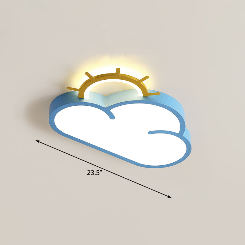 Cartoon Sunrise LED Flushmount Ceiling Lamp Acrylic Kids Bedroom Flush Light Fixture Blue Remote Control Stepless Dimming Sun Clearhalo 'Ceiling Lights' 'Close To Ceiling Lights' 'Close to ceiling' 'Flush mount' Lighting' 2353760