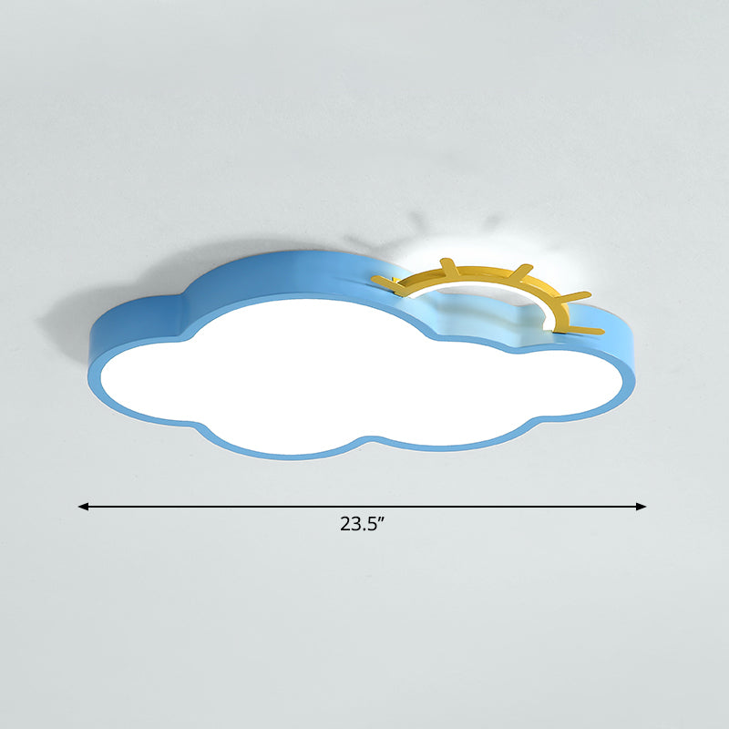 Cartoon Sunrise LED Flushmount Ceiling Lamp Acrylic Kids Bedroom Flush Light Fixture Blue White Cloud Clearhalo 'Ceiling Lights' 'Close To Ceiling Lights' 'Close to ceiling' 'Flush mount' Lighting' 2353762