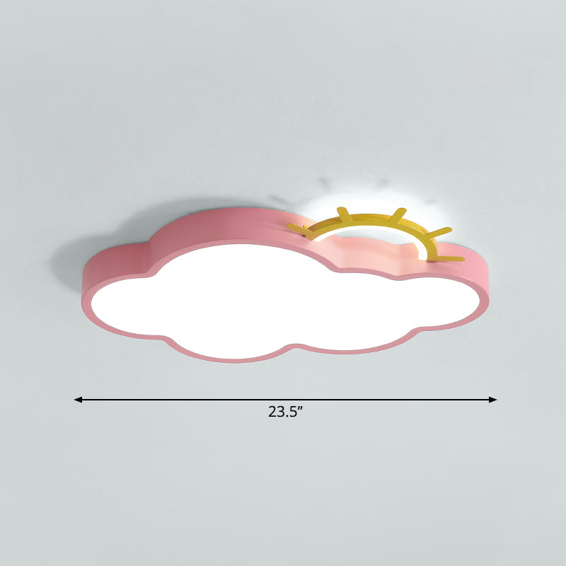 Cartoon Sunrise LED Flushmount Ceiling Lamp Acrylic Kids Bedroom Flush Light Fixture Pink White Cloud Clearhalo 'Ceiling Lights' 'Close To Ceiling Lights' 'Close to ceiling' 'Flush mount' Lighting' 2353765
