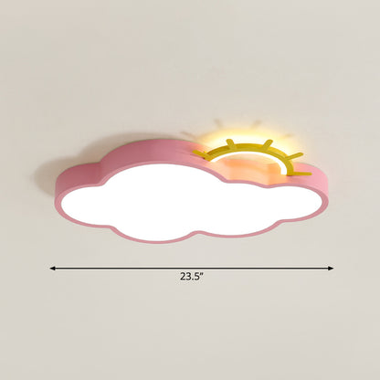 Cartoon Sunrise LED Flushmount Ceiling Lamp Acrylic Kids Bedroom Flush Light Fixture Pink Warm Cloud Clearhalo 'Ceiling Lights' 'Close To Ceiling Lights' 'Close to ceiling' 'Flush mount' Lighting' 2353766