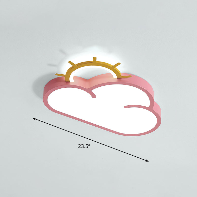 Cartoon Sunrise LED Flushmount Ceiling Lamp Acrylic Kids Bedroom Flush Light Fixture Pink White Sun Clearhalo 'Ceiling Lights' 'Close To Ceiling Lights' 'Close to ceiling' 'Flush mount' Lighting' 2353767