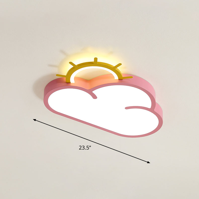 Cartoon Sunrise LED Flushmount Ceiling Lamp Acrylic Kids Bedroom Flush Light Fixture Pink Warm Sun Clearhalo 'Ceiling Lights' 'Close To Ceiling Lights' 'Close to ceiling' 'Flush mount' Lighting' 2353769