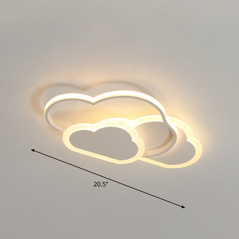 Cloudy Bedroom Ceiling Mount Light Acrylic Childrens LED Flush Mount Lighting Fixture White 20.5" Warm Clearhalo 'Ceiling Lights' 'Close To Ceiling Lights' 'Close to ceiling' 'Flush mount' Lighting' 2353774