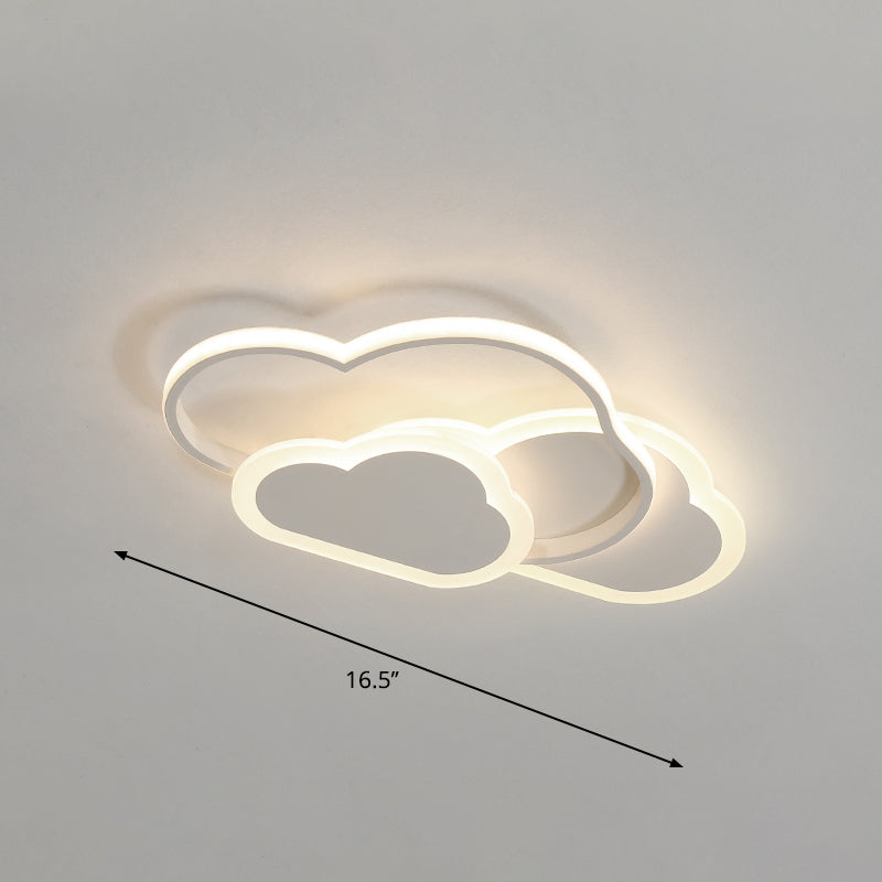 Cloudy Bedroom Ceiling Mount Light Acrylic Childrens LED Flush Mount Lighting Fixture White 16.5" Clearhalo 'Ceiling Lights' 'Close To Ceiling Lights' 'Close to ceiling' 'Flush mount' Lighting' 2353776