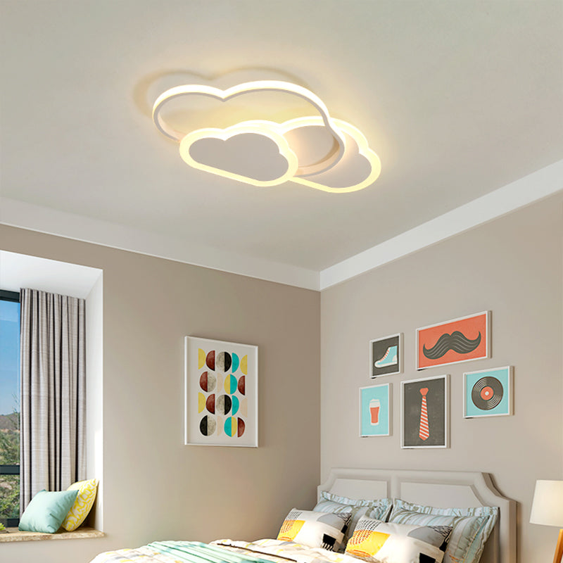 Cloudy Bedroom Ceiling Mount Light Acrylic Childrens LED Flush Mount Lighting Fixture White 20.5" Clearhalo 'Ceiling Lights' 'Close To Ceiling Lights' 'Close to ceiling' 'Flush mount' Lighting' 2353777
