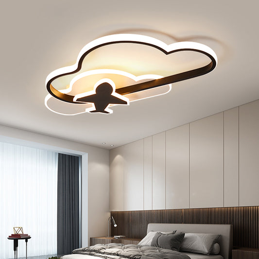 Black-White Geometric LED Flush Ceiling Light Simplicity Metal Flush Mount for Bedroom Clearhalo 'Ceiling Lights' 'Close To Ceiling Lights' 'Close to ceiling' 'Semi-flushmount' Lighting' 2353780
