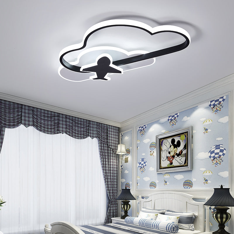 Black-White Geometric LED Flush Ceiling Light Simplicity Metal Flush Mount for Bedroom Clearhalo 'Ceiling Lights' 'Close To Ceiling Lights' 'Close to ceiling' 'Semi-flushmount' Lighting' 2353787