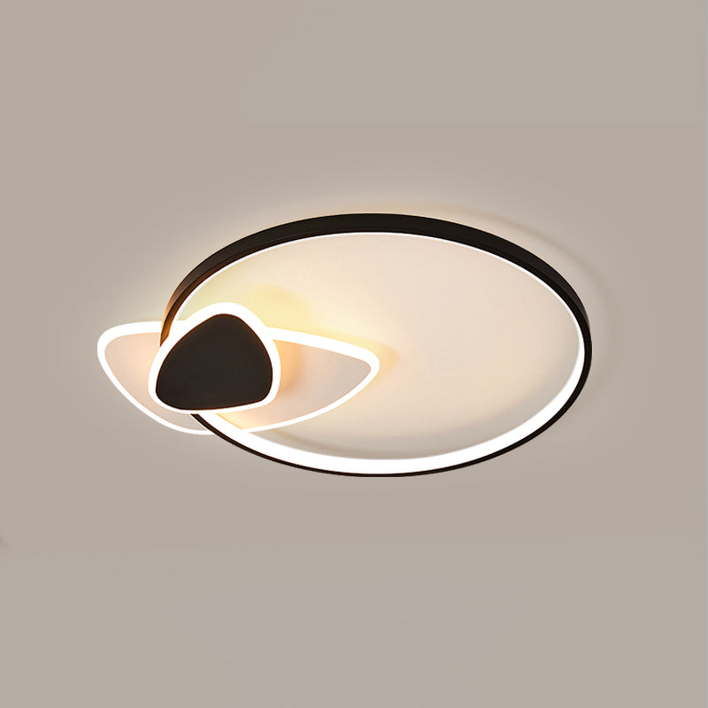Black-White Geometric LED Flush Ceiling Light Simplicity Metal Flush Mount for Bedroom Black-White Natural Fillet Clearhalo 'Ceiling Lights' 'Close To Ceiling Lights' 'Close to ceiling' 'Semi-flushmount' Lighting' 2353794