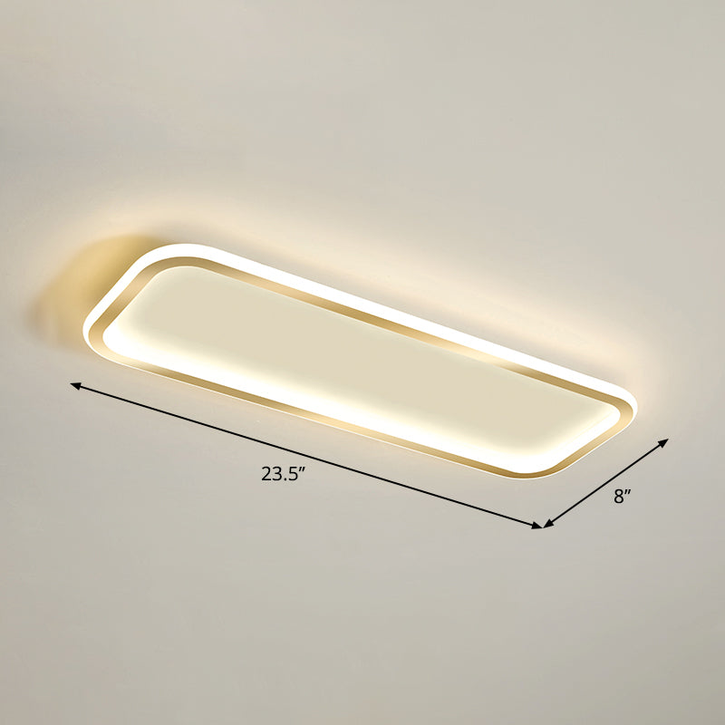 Rectangular Hallway Flush Ceiling Light Fixture Acrylic Minimalistic LED Flushmount Light Gold 23.5" Clearhalo 'Ceiling Lights' 'Close To Ceiling Lights' 'Close to ceiling' 'Flush mount' Lighting' 2353796