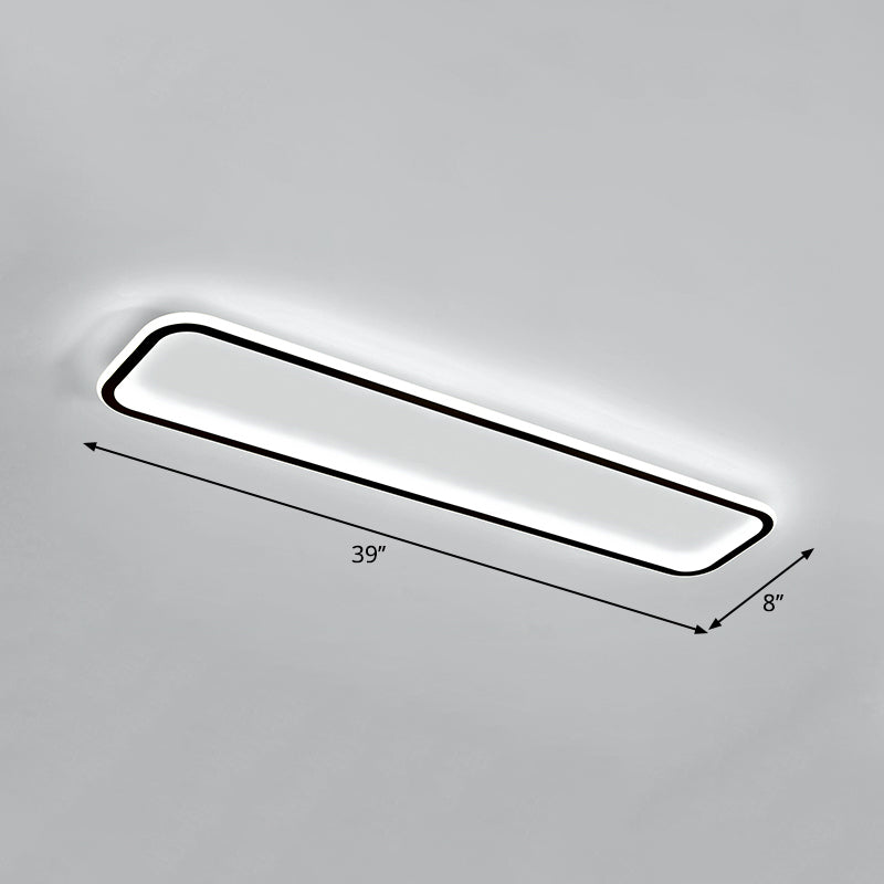 Rectangular Hallway Flush Ceiling Light Fixture Acrylic Minimalistic LED Flushmount Light Black 39" White Clearhalo 'Ceiling Lights' 'Close To Ceiling Lights' 'Close to ceiling' 'Flush mount' Lighting' 2353797