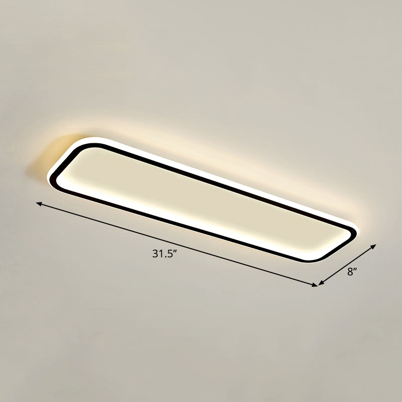 Rectangular Hallway Flush Ceiling Light Fixture Acrylic Minimalistic LED Flushmount Light Black 31.5" Third Gear Clearhalo 'Ceiling Lights' 'Close To Ceiling Lights' 'Close to ceiling' 'Flush mount' Lighting' 2353805