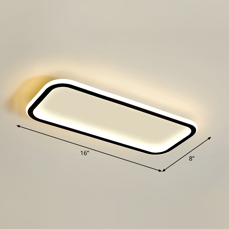 Rectangular Hallway Flush Ceiling Light Fixture Acrylic Minimalistic LED Flushmount Light Black 16" Warm Clearhalo 'Ceiling Lights' 'Close To Ceiling Lights' 'Close to ceiling' 'Flush mount' Lighting' 2353812