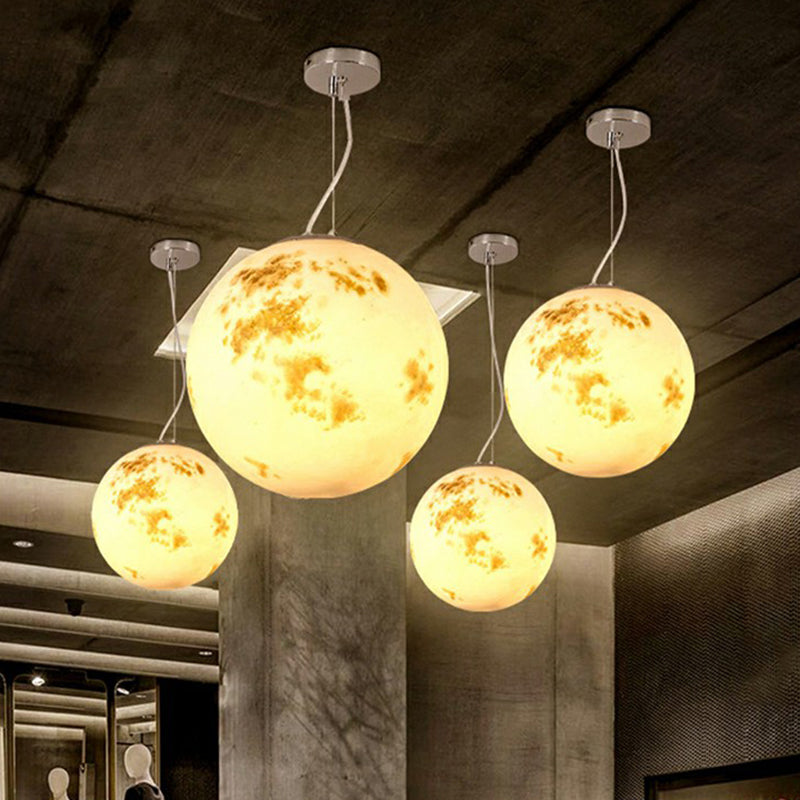 White Moon Suspension Lighting Nordic Single-Bulb Resin Pendant Light for Restaurant Clearhalo 'Ceiling Lights' 'Modern Pendants' 'Modern' 'Pendant Lights' 'Pendants' Lighting' 2353822