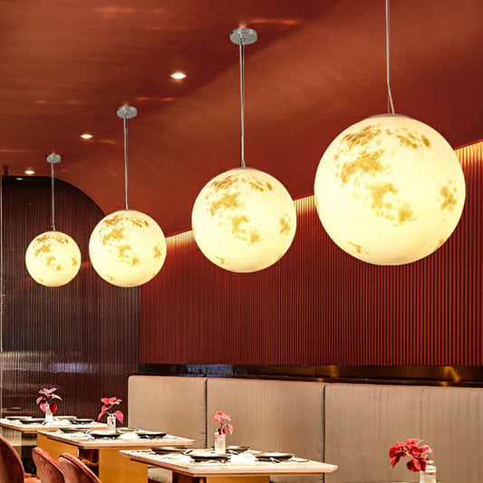 White Moon Suspension Lighting Nordic Single-Bulb Resin Pendant Light for Restaurant Clearhalo 'Ceiling Lights' 'Modern Pendants' 'Modern' 'Pendant Lights' 'Pendants' Lighting' 2353827