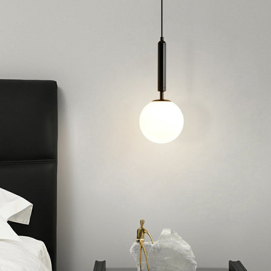 Nordic Ball Shaped Pendant Lamp Opal Glass 1-Light Bedside Hanging Light Fixture Clearhalo 'Ceiling Lights' 'Modern Pendants' 'Modern' 'Pendant Lights' 'Pendants' Lighting' 2353866