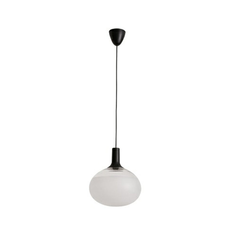 Elliptical Glass Suspended Lighting Fixture Modern Single Black Hanging Lamp for Restaurant White Clearhalo 'Ceiling Lights' 'Modern Pendants' 'Modern' 'Pendant Lights' 'Pendants' Lighting' 2353876